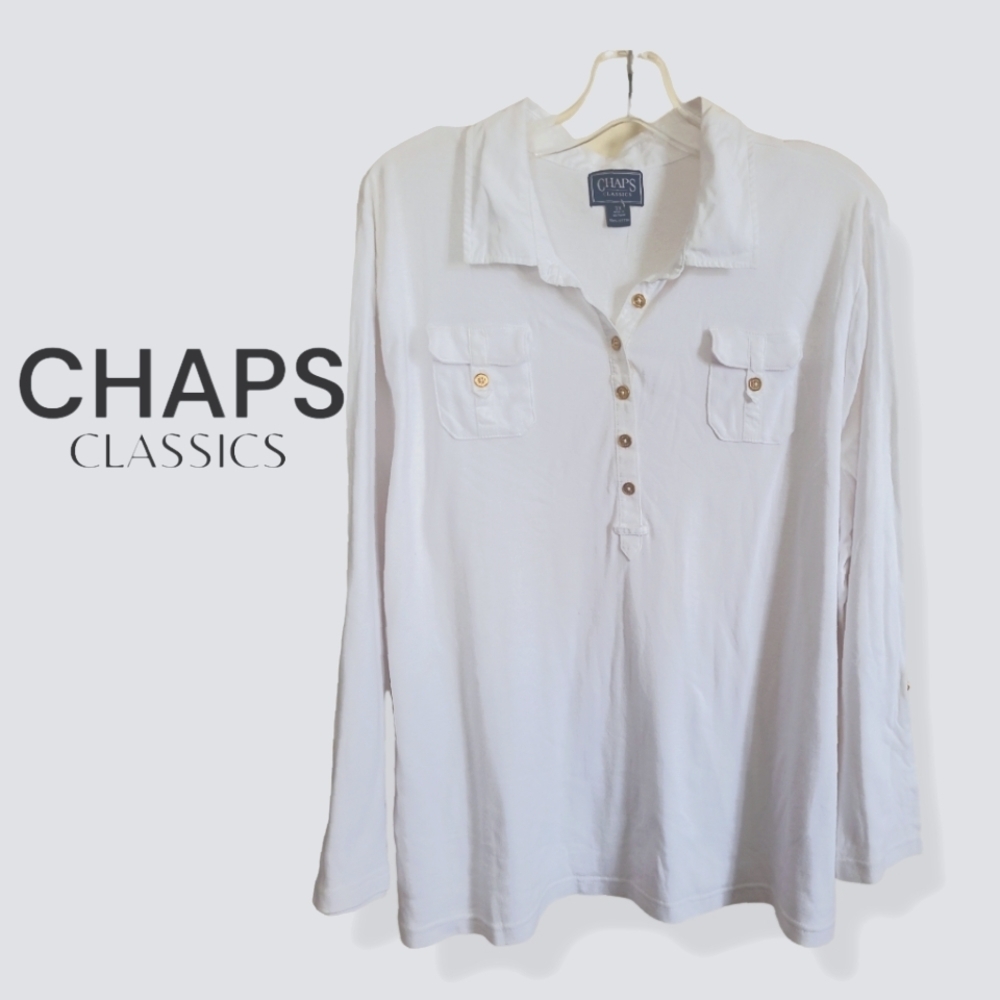 Chaps 1/2 button down collared long sleeve shirt white size 3X nwot